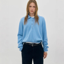 polo领羊绒衫女100%纯山羊绒秋冬宽松休闲针织衫康赛妮纱打底毛衣