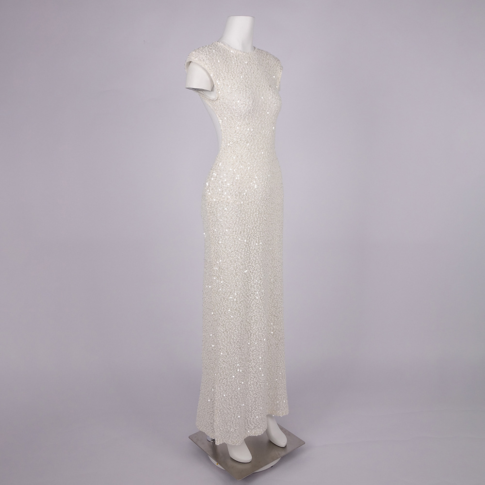 Women's Clothing Sexy Backless Oversized Shoulder Sequined Lace Bridesmaid Dress Australian Design Summer Style_ecoleips.com