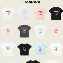 韩国Rolarola 短袖女张元英同款2025新款圆领 休闲百搭修身T恤