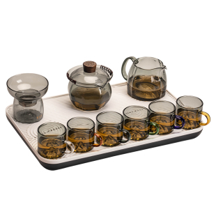 Heat-resistant Glass Cover Bowl Anti-scalding Tea Cup Three-talent Tea Bowl Household Single Hand-held Pot Filter Kung Fu Tea Set suit