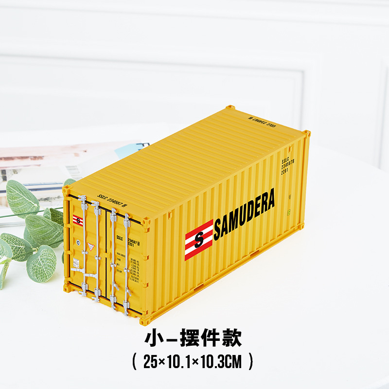 Modelo de contenedor de logística portuaria, juguete con logotipo, patrón de color, transporte de mercancías, regalo de escritorio, adorno, caja de almacenamiento para pañuelos