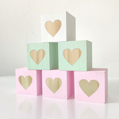 INS Nordic Home Decor Solid Wood Heart Block Personality Baby Photo Prop Children's Room Decor Kids' Item