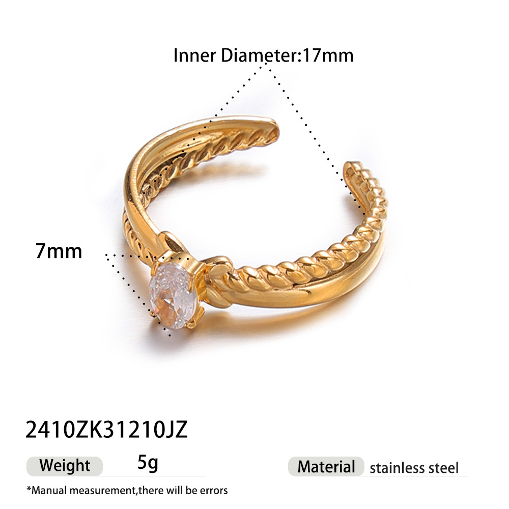 Anillo de acero inoxidable de Tayna Europa y América de lujo ligero nicho de moda personalidad anillo de incrustación de zircon blanco para mujeres no se desvanece