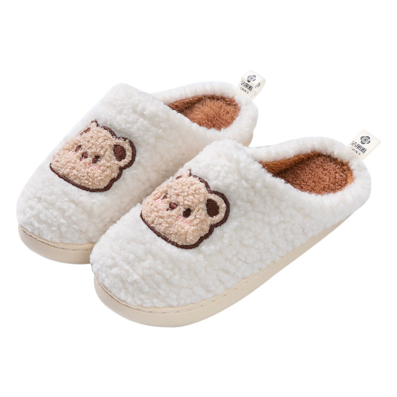Милые хлопковые тапочки Jieliya для женщин, зима 2025, новые домашние тапочки с флисовой подкладкой, теплые, нескользящие, парные хлопковые тапочки для мужчин