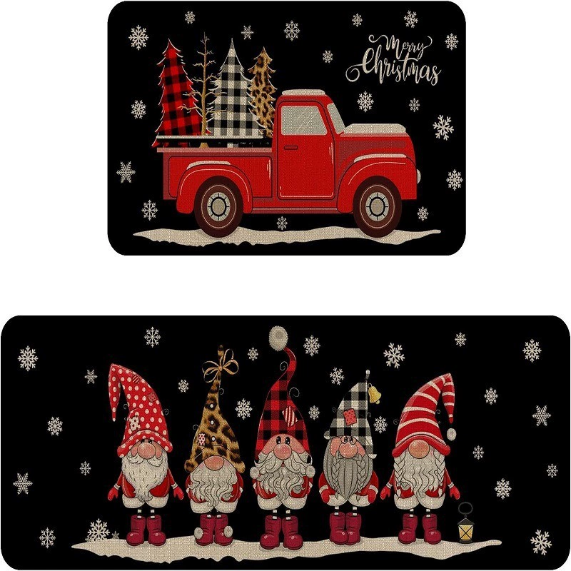 Amazon новые рождественские кухонные коврики длинные полосы комбинированные рождественские декоративные коврики впитывают воду и устойчивы к грязи кухонные коврики оптом