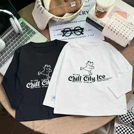 儿童长袖T恤日系潮牌打底衫男孩套头衫女孩秋冬上衣中大童t恤童装