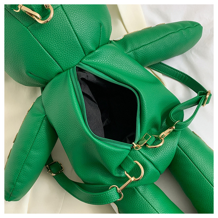 1350g Weight Nylon Lining Material Zipper Closure Type Double Shoulder Straps Strap Type Fashion Backpack Bags Type Casual, Travel Occasion Pu Leather Material Waterproof Function Women's Backpack Backpack Bear, Solid Color Pattern All Seasons Season Women's Gender Streetwear Style Oval Shape Medium Size Waterproof Bear Solid Color Casual Travel Women's Backpack 31