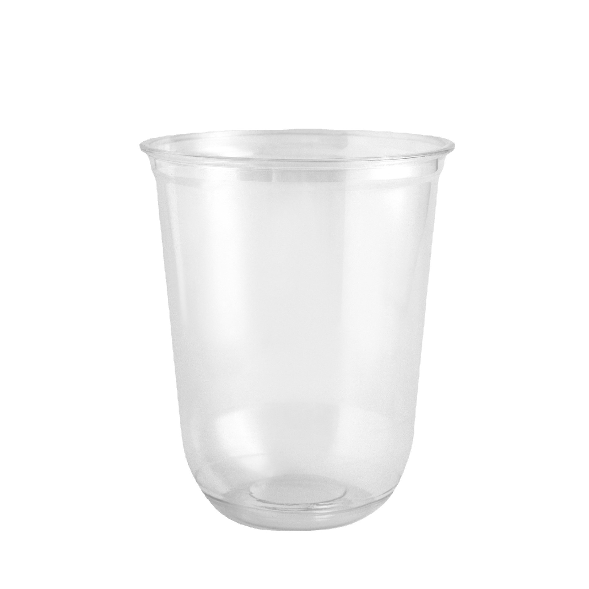 Taza de PET de bebida fría de plástico de alta permeabilidad desechable 95 taza de PET en forma de U de fondo redondo taza de té con leche de bebida taza de café de 500 ml