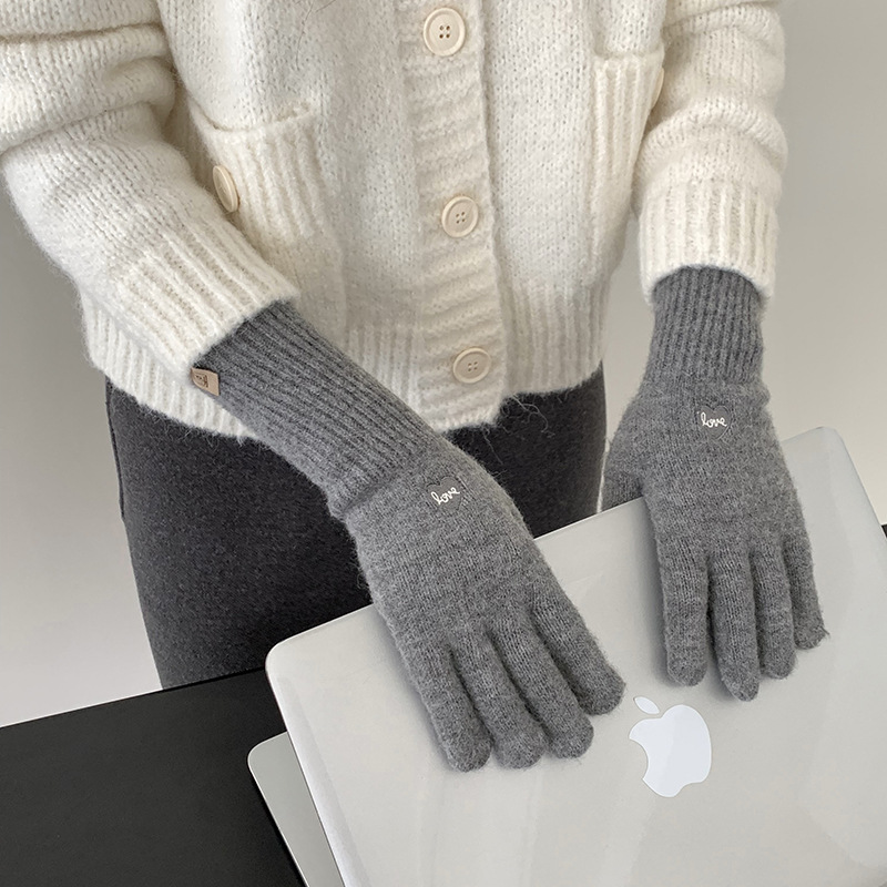 Guantes calientes de invierno para ciclismo engrosado 2025 nuevo amor bordado guantes de pantalla táctil guantes de algodón al por mayor