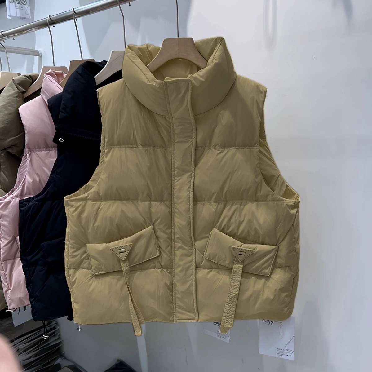 Demi-season down jacket, warm fashionable vest, plus size