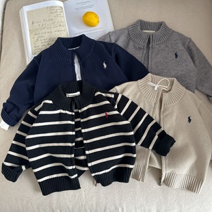 Mother of South Korea Children's Wear Boy's Bear Knitted Cardigan Autumn New Baby Girl's Stylishly Embroidered Wool Jacket