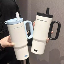 新款高颜值大容量保温杯冰霸杯巨无霸杯子车载水杯陶瓷内胆吸管杯