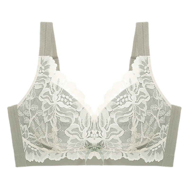 Ropa interior delgada de látex para mujer, verano cómodo sin anillo de acero, pechos grandes, sujetador de pecho pequeño, sujetador de talla grande anti-flacidez