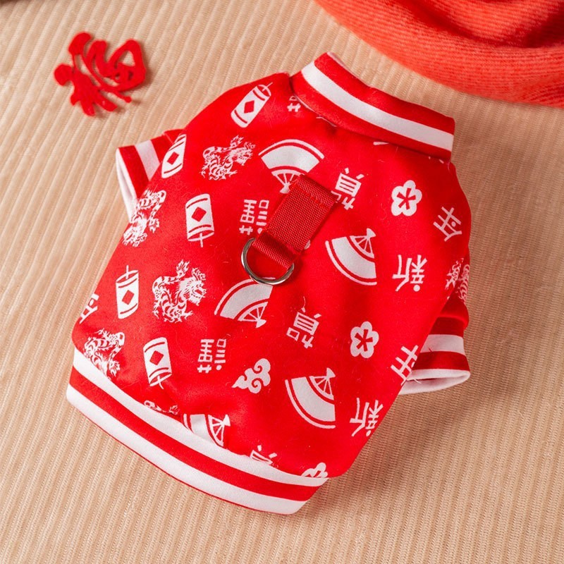 Ropa de Año Nuevo para gatos en invierno engrosado vestido de China mascota gatito gato muñecas de otoño y invierno gato azul camisa de Año Nuevo