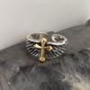 European and American hot -selling Thai silver wings cross shelf graffiti letters opening ring ring domineering personality male ring