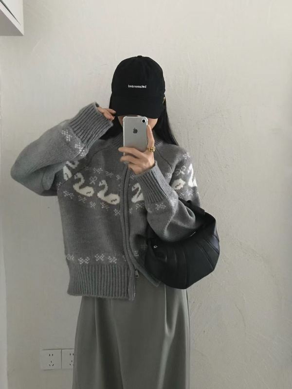 韩系费尔岛提花毛衣外套女秋冬新款宽松百搭拉链针织开衫上衣1326|undefined