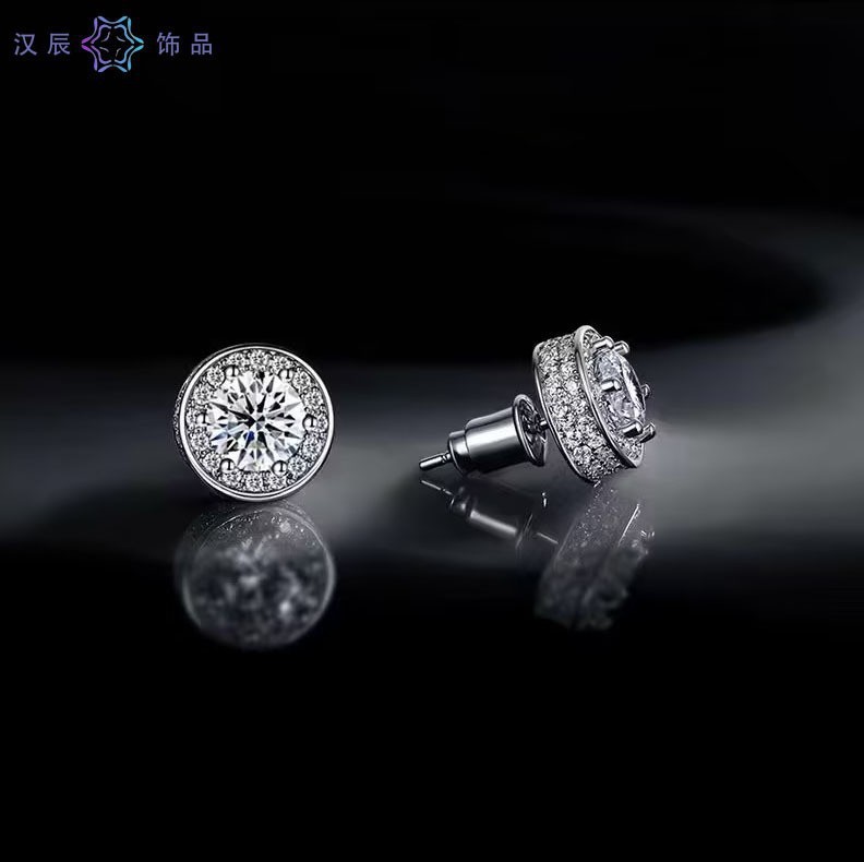 X411-A (geometric round stud earrings) pair