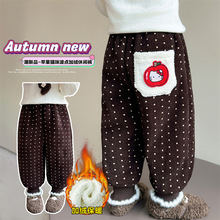 女小童一体绒裤秋冬款2025新款女宝宝洋气加厚冬装儿童加绒长裤子