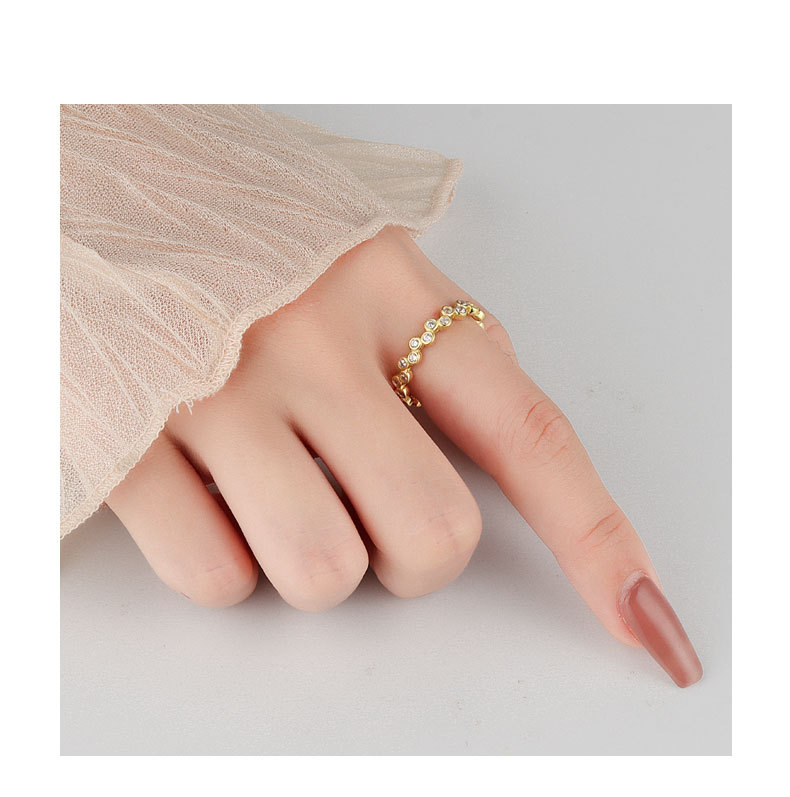 Women's Gender 18K Gold Plated 925 Sterling Silver Zircon Round Rings 925 Sterling Silver Rings