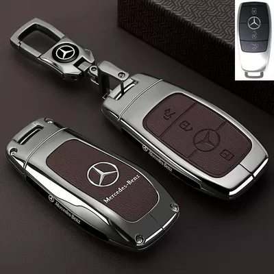 Car key bag Models Glb220 Car C260L Male - leather-texture-mercedes-benz-a-class-style-leather-texture-tea-brown-label-metal-buckle