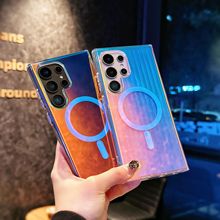 适用三星S25Ultra手机壳s24镭射N52强力磁吸壳S23FE行李箱保护套