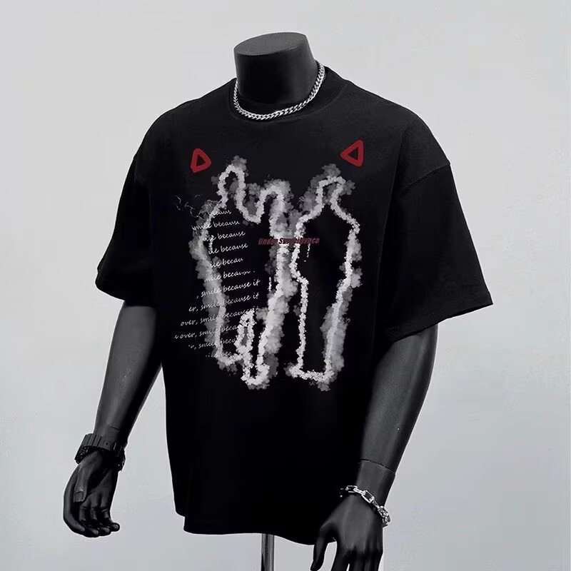 Dark Shadow Style Summer Hot Short-Sleeve T-Shirt Men's European Style High-Quality Heavyweight Pure Cotton Base Shirt Top Trendy