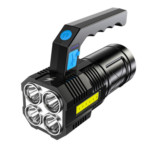 Cross-border new LED quad-core powerful flashlight USB charging home user outdoor portable focus long-range COB flashlight