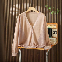 一件代发 大码冰丝针织衫防晒开衫女夏V领罩衫上衣披肩外搭薄