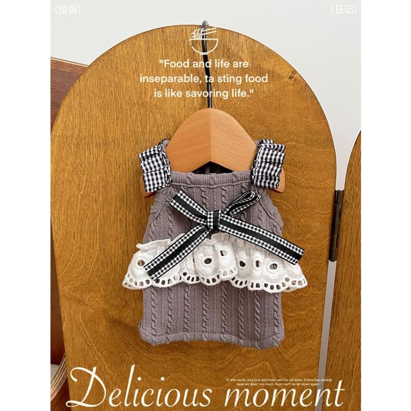 Pet Clothes Dog Cat Spring Summer Autumn Japanese and Korean Camisole Home Clothes Teddy Bitter Bear Cute Lace Skirt