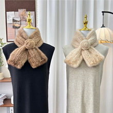 韩国水貂毛围巾女秋冬季保暖皮草围脖百搭双面编织高级感水貂毛领