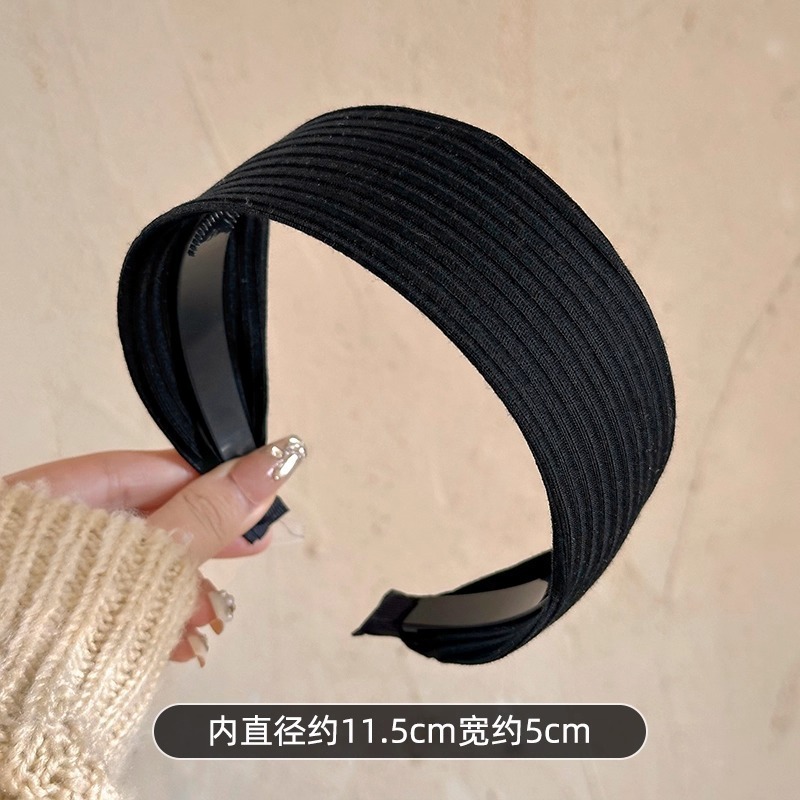 韩版针织发箍刘海发饰压发头箍防滑发卡子宽边黑色百搭洗脸发饰女|undefined