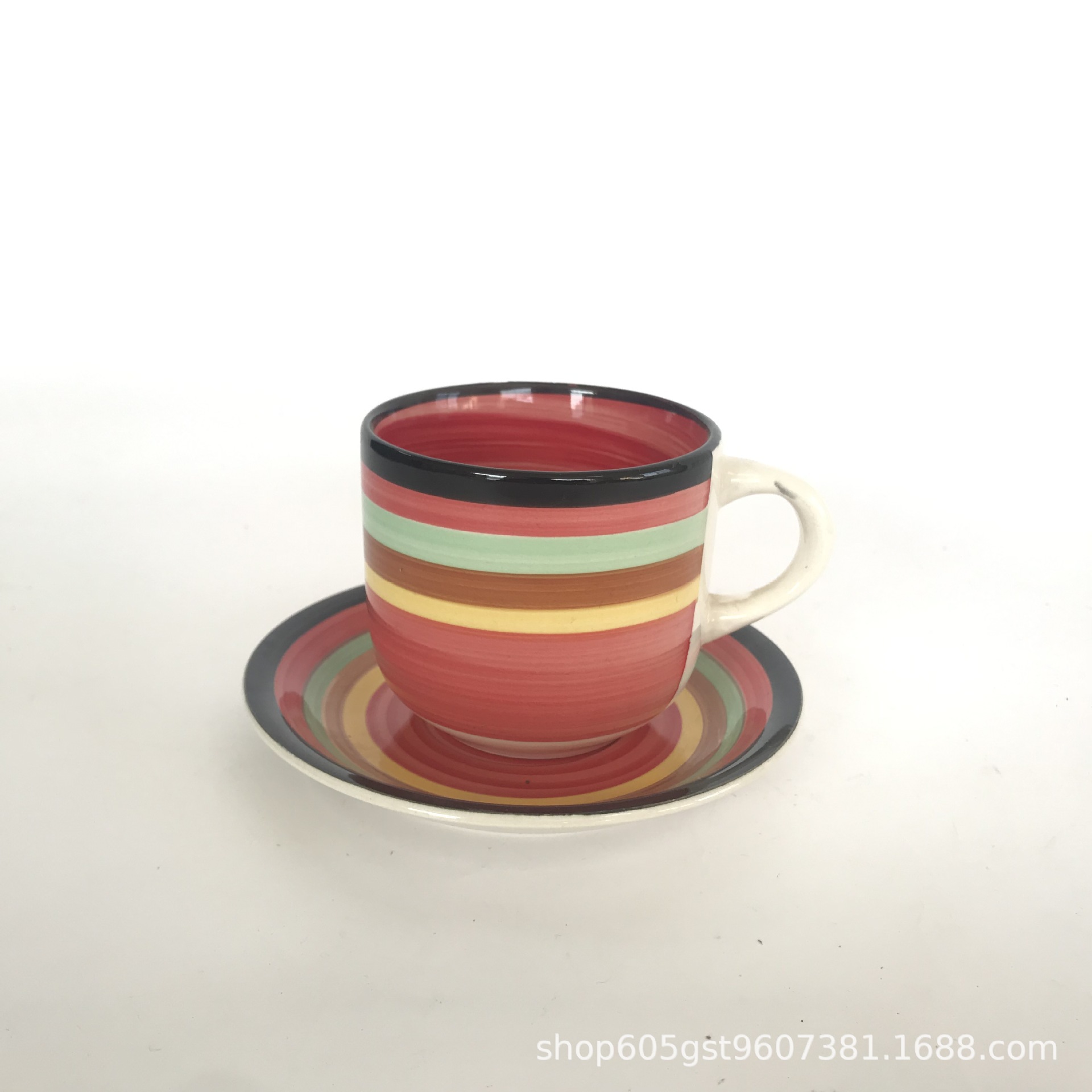 Tazas y platos de cerámica Stoneware Retro Coffee Cup Set Ceramic Rugged Creative Cup Plate Set de esmalte de color individual image 17