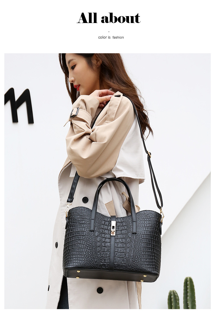 Krokodil muster frauen tasche damen handtaschen messenger schulter tasche vier stück handtasche_voghion.com