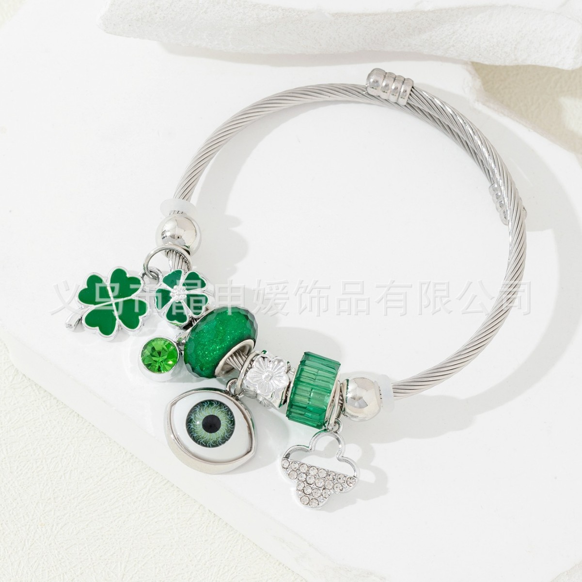 Brazalete Pan Jia, brazalete de explosión transfronteriza, diamante de diamante, ojo del demonio, mano de Dios, joyas de moda de amor de cuatro hojas
