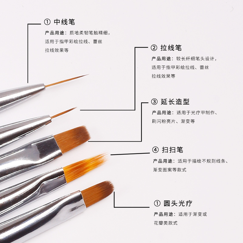 Estilo japonés nuevo clavo Aurora fototerapia pluma pintura de uñas gancho dibujo de línea pluma floreciente tienda de uñas cepillo profesional