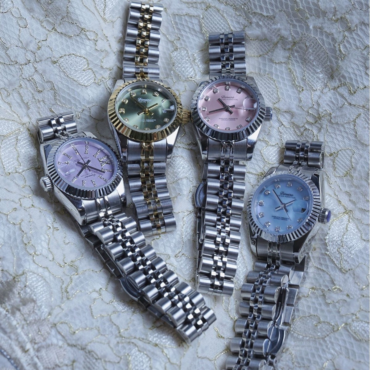 Timina Laojia relojes de cuarzo clásicos dientes de perro relojes de cuarzo rosa verde relojes de acero para mujeres relojes impermeables image 4
