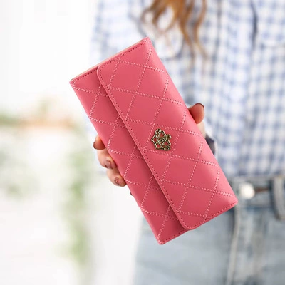 Длинный стеганый кошелек-клач, корейский стиль, многоцветный, 19.5×9.5×2.57 см
