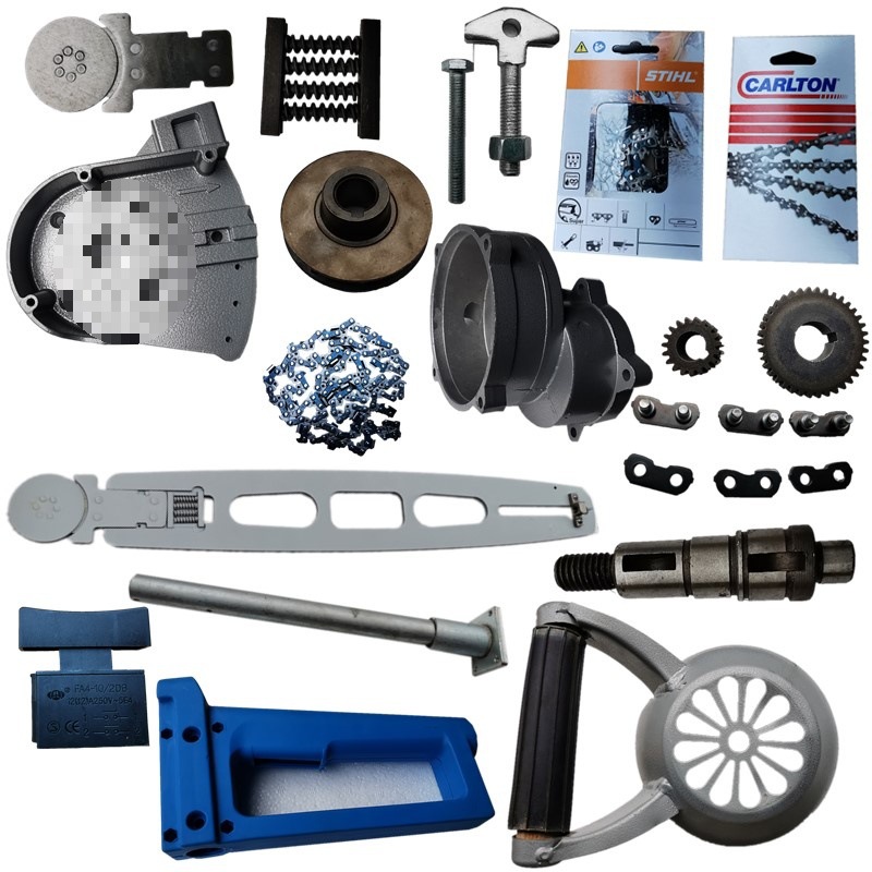 三相电电链锯电锯380V大功率手提锯链条导板铝壳手柄齿轮全套配件