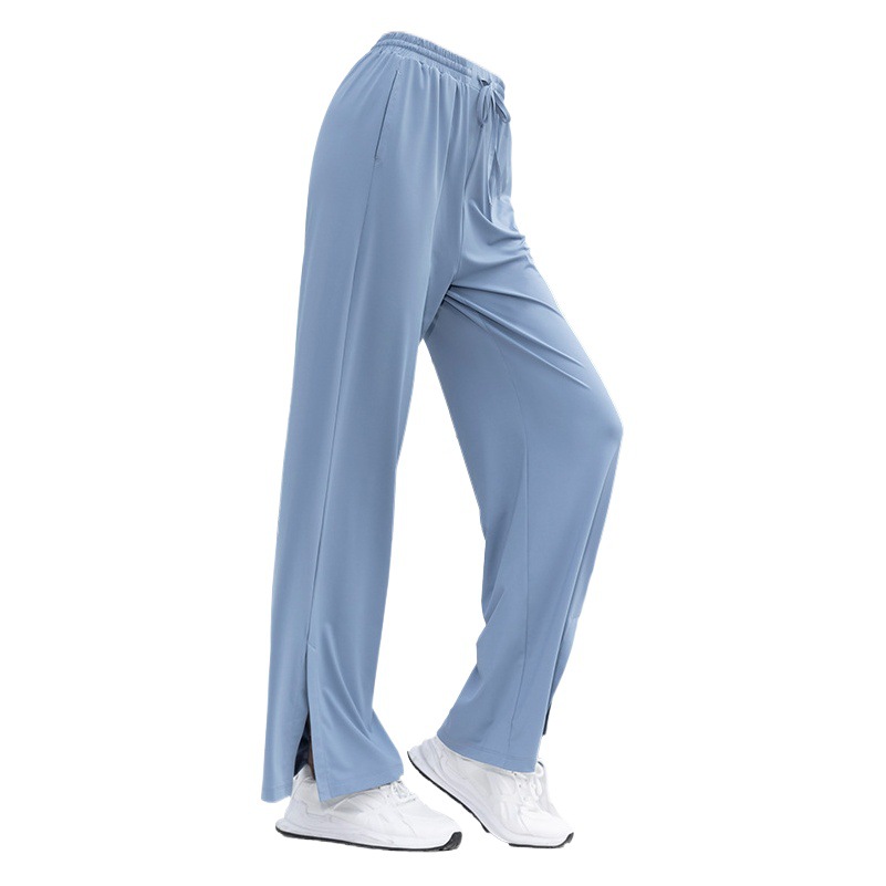 Pantalones anchos de cintura alta con protección solar Juyitang para mujer, alta elasticidad, sensación de desnudez, sensación de frescura, protección UV, pantalones deportivos ligeramente acampanados