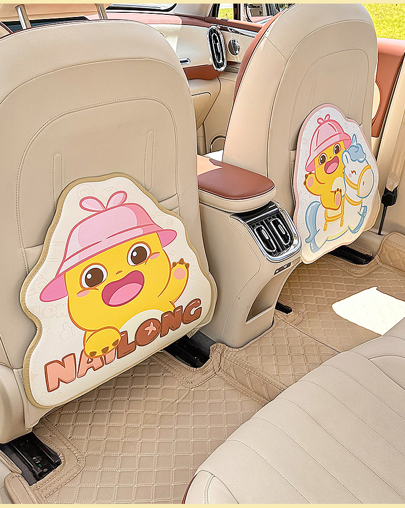 Cute Milk Dragon Car Seat Back Anti-Kick Pad Cartoon Anti-Wear Mat for Car Interior Universal Rear Seat Anti-Dirt Protective Pad