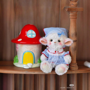 Cotton Doll Clothes 20cm Doll Clothes Plaid Headscarf Dress Set Doll Figurine Dress-Up Clothes