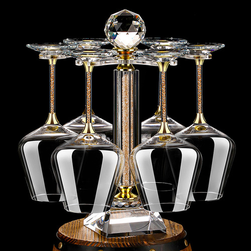 Factory direct sales crystal glass gold foil red wine glass high-end diamond wine glass goblet leather suitcase set on behalf of