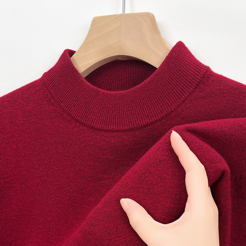 冬の新商品の男性式の半高襟のウールのセーターは厚くて暖かい長袖のニットの服の軽い豪華な紳士服の純色のセーターの男性を厚くします。|undefined