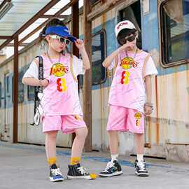 儿童篮球服套装男女童幼儿园假两件球衣六一表演服短袖运动训练服