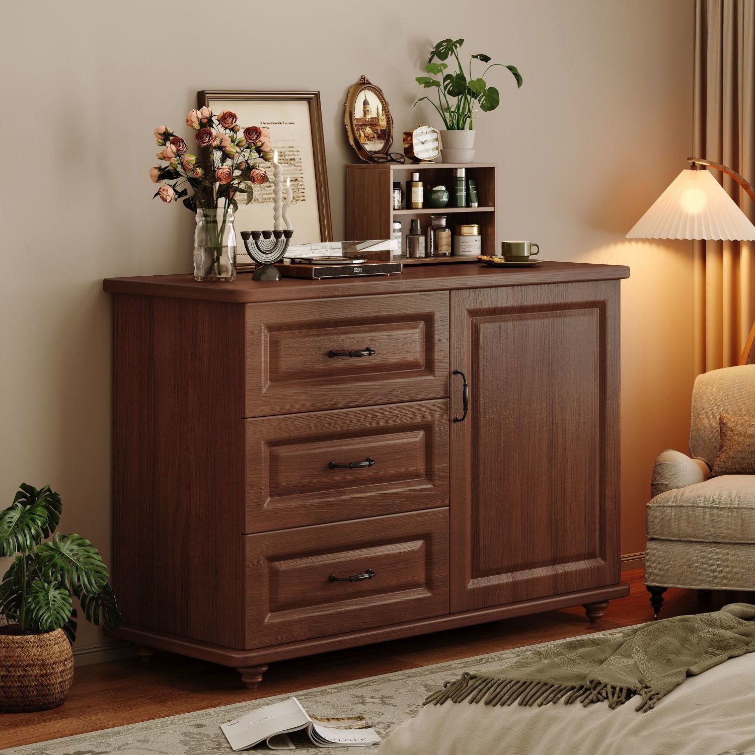 [Durable] armario de estilo americano armario de almacenamiento de dormitorio contra la pared armario de cinco habitaciones armario sala de estar retro