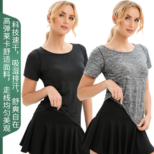 Summer outdoor running fitness clothing T plus size yoga clothing short-sleeved tops sports T-shirt quick-drying clothing for women wholesale from Russia