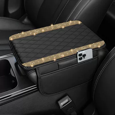 Armrest Box Cushion with: Armrest box pad - parallel-diamond-style-gold-color