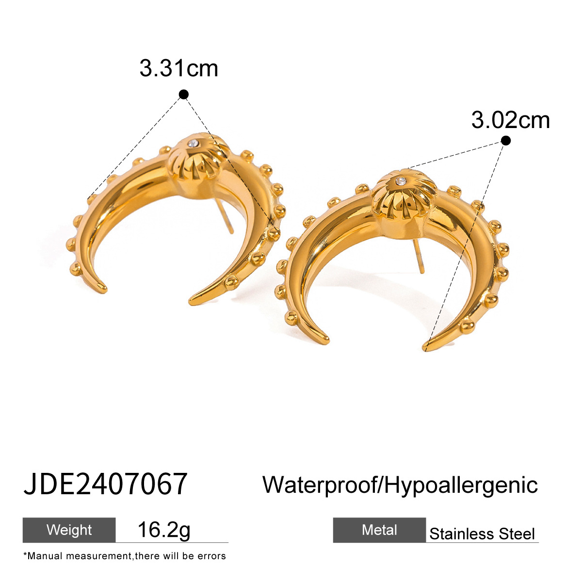 Jieding Pendientes de doble c de acero inoxidable europeo y americano Pendientes de circón de alta calidad