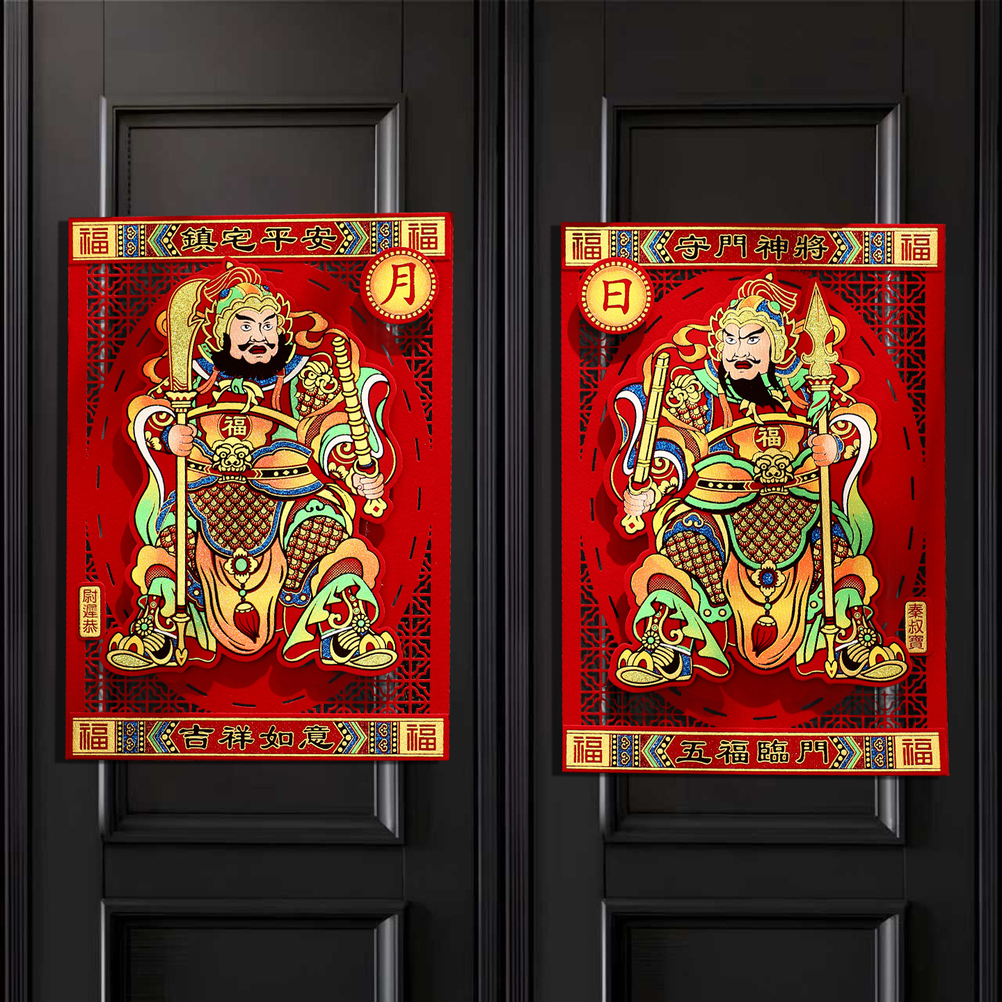 新年门贴2026马年新款烫金贴画过年大门门神装饰春节用品年货年画