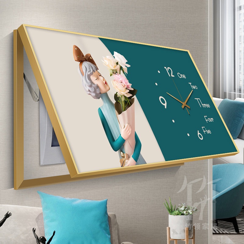 Niña nórdica caja de medidor pintura decorada sin agujeros de perforación de tapa de encendido interruptor de alimentación caja de interruptor con reloj colgar pintura